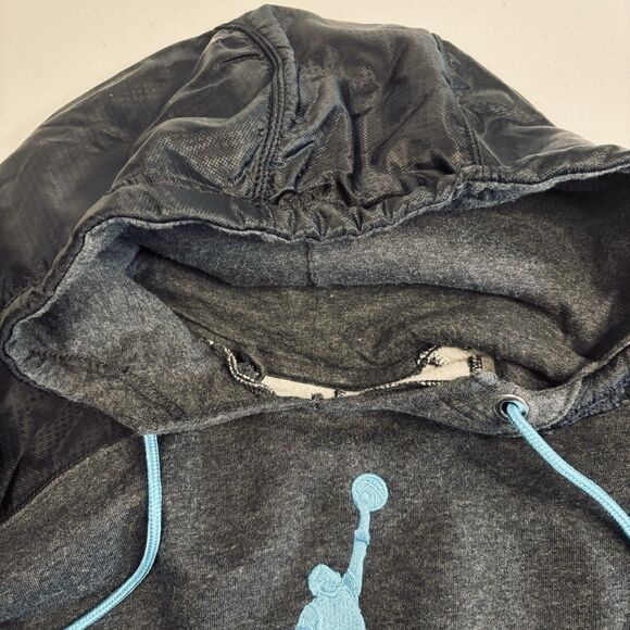 Mens Nike Air Jordan Vintage Y2K Gray Hoodie Sweatshirt Blue Jumpman Size L - Picture 4 of 14